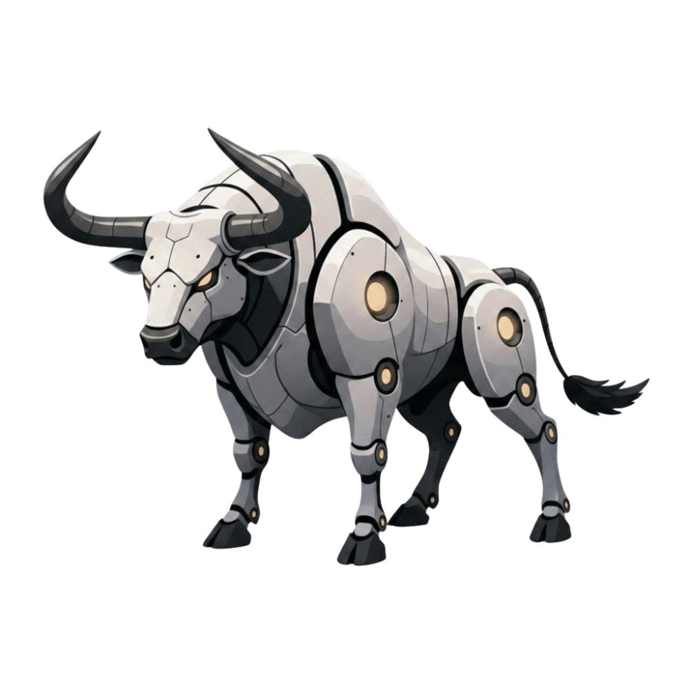 Stier-Roboter, Symbol der Strategie Breakout Bull